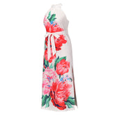 Robe longue imprimée « Take Me To Paradise » - Ivoire